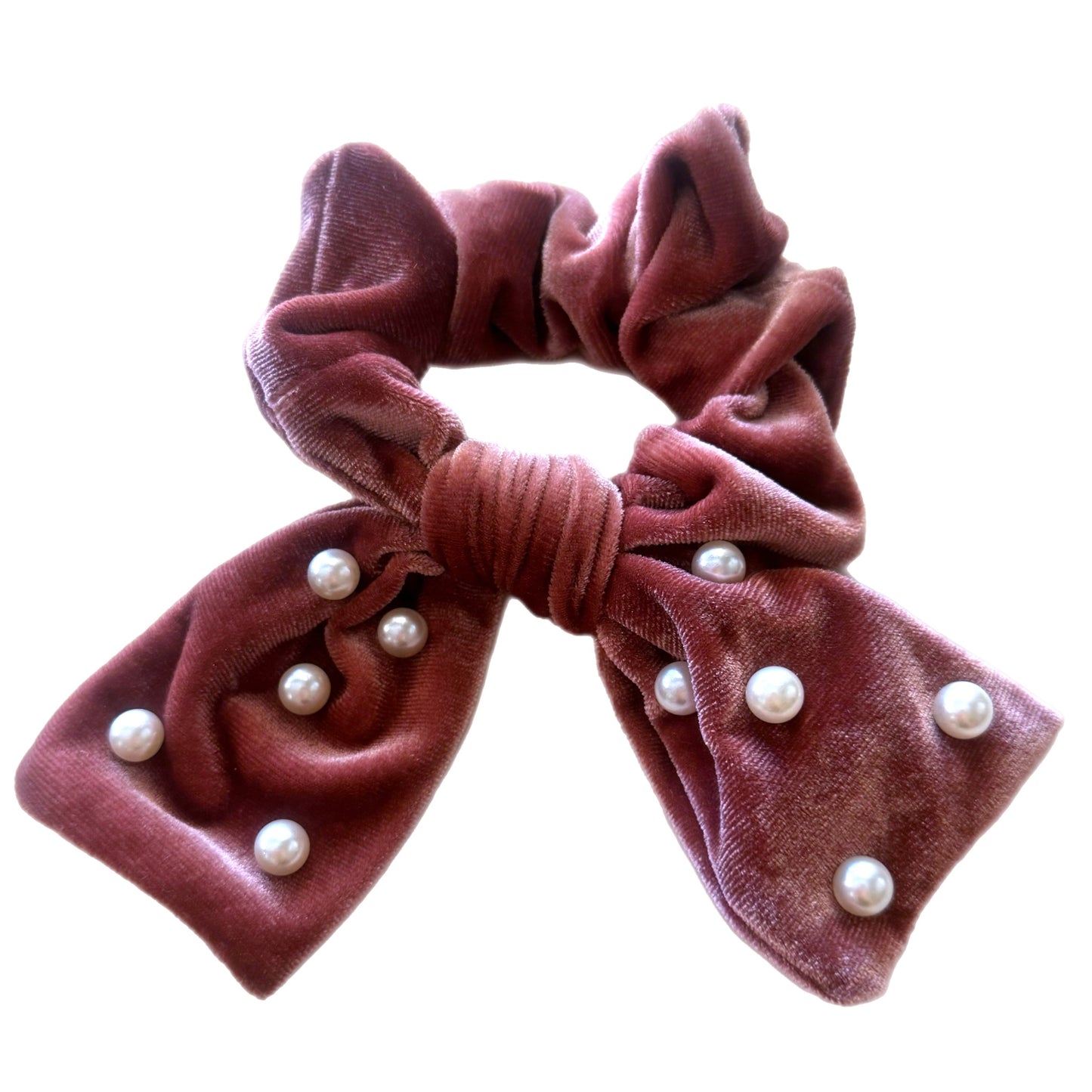 Velvet Pearl Tie Scrunchie