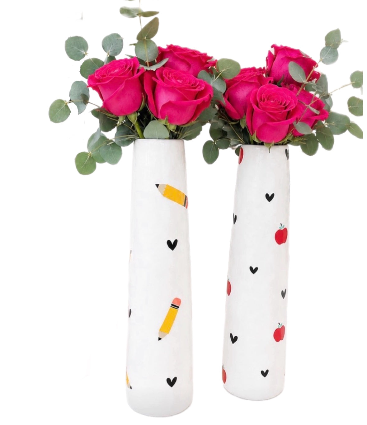 Pencil & Apple Teacher Vases