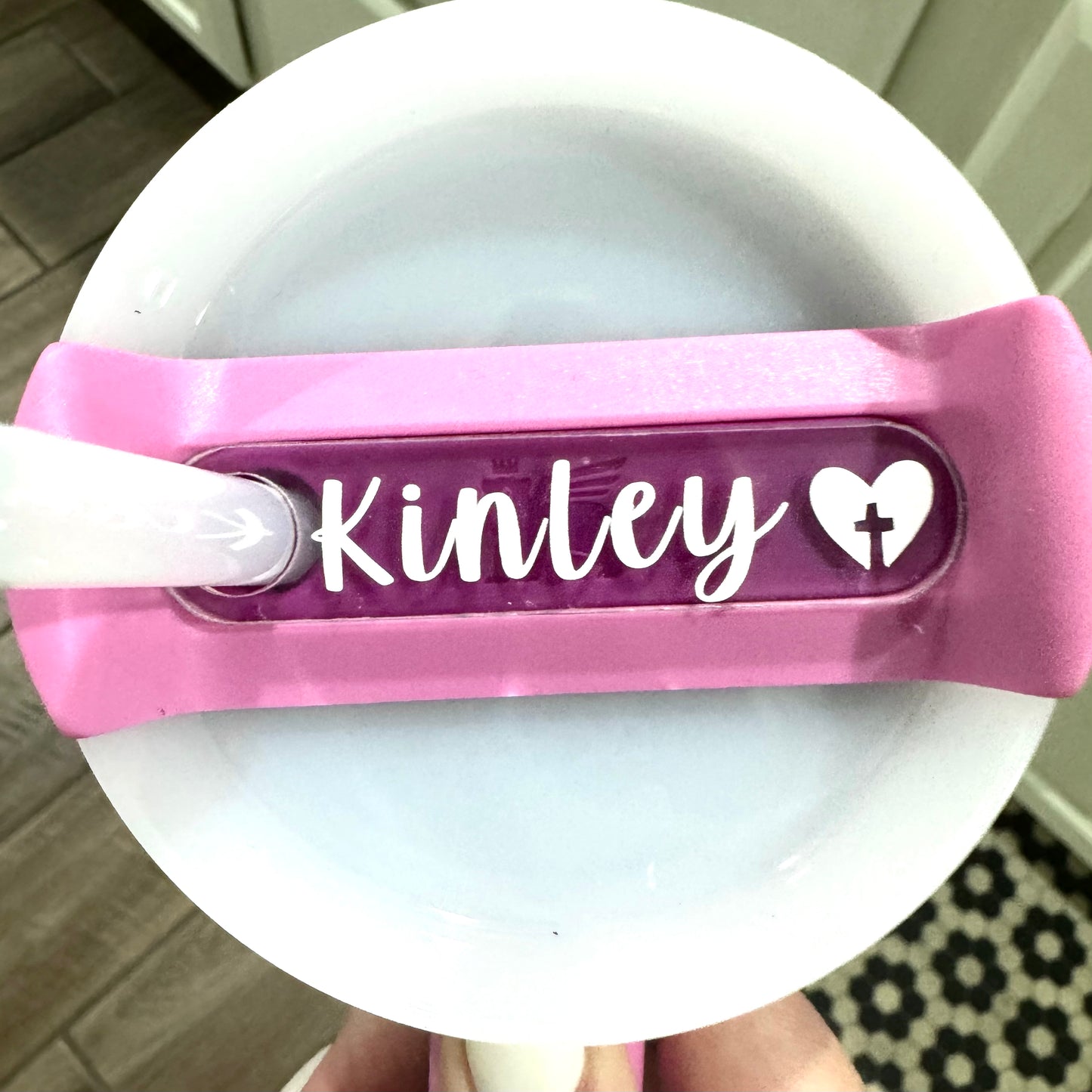 Stanley name plate with heart Stanley name plate with cross