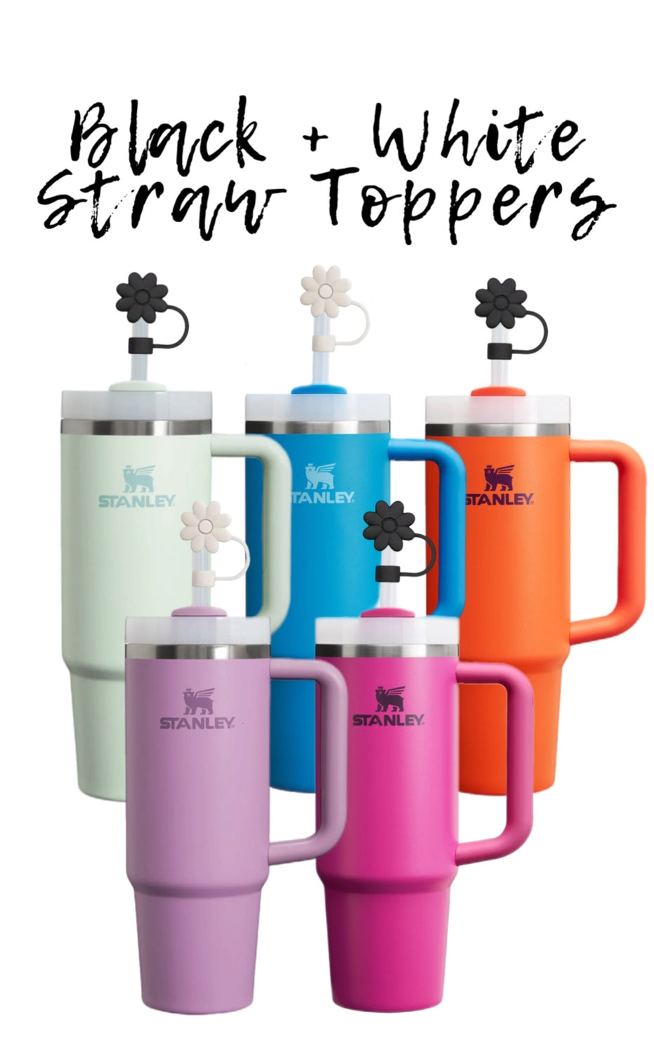 Black Flower Straw Topper