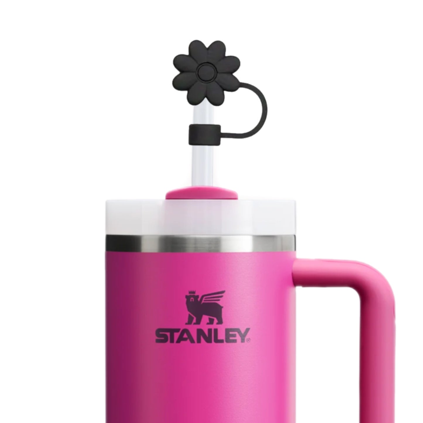 Straw topper black flower Stanley straw top name plate