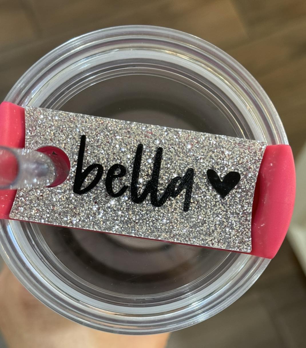 Silver Glitter Name Plate with Heart