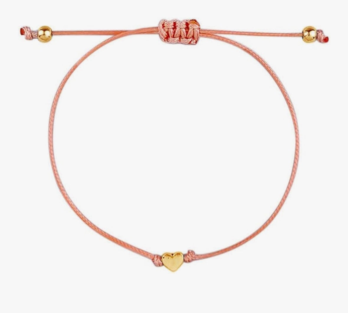 Blush Pink & Gold Dainty Heart Friendship Bracelet