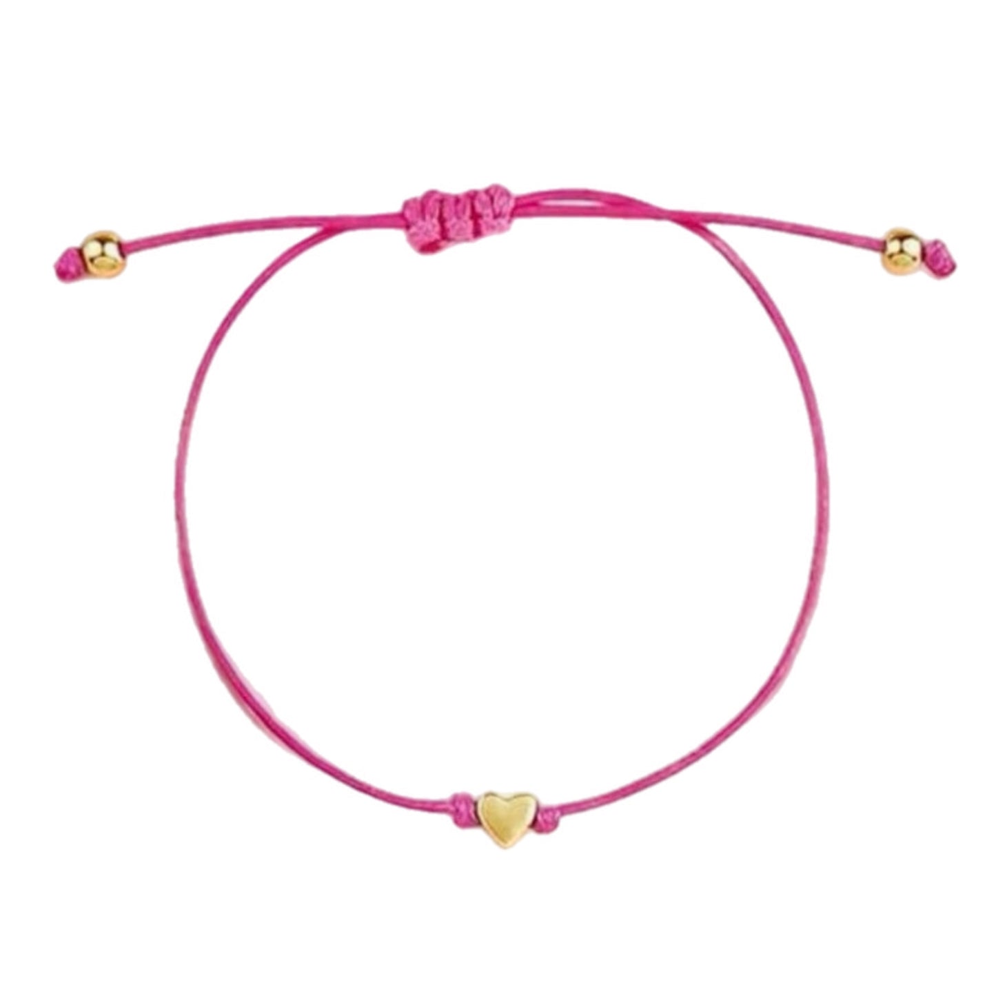 Hot Pink & Gold Dainty Heart Friendship Bracelet