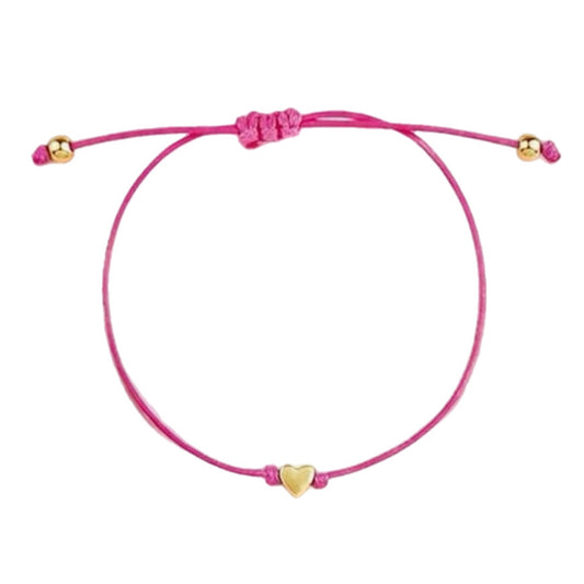 Hot Pink & Gold Dainty Heart Friendship Bracelet