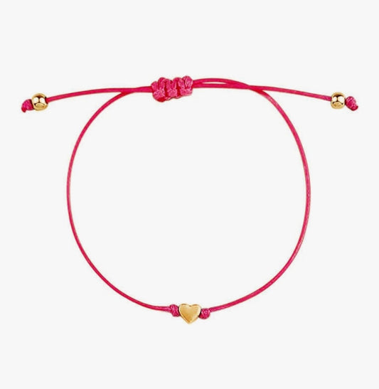 Red & Gold Dainty Heart Friendship Bracelet
