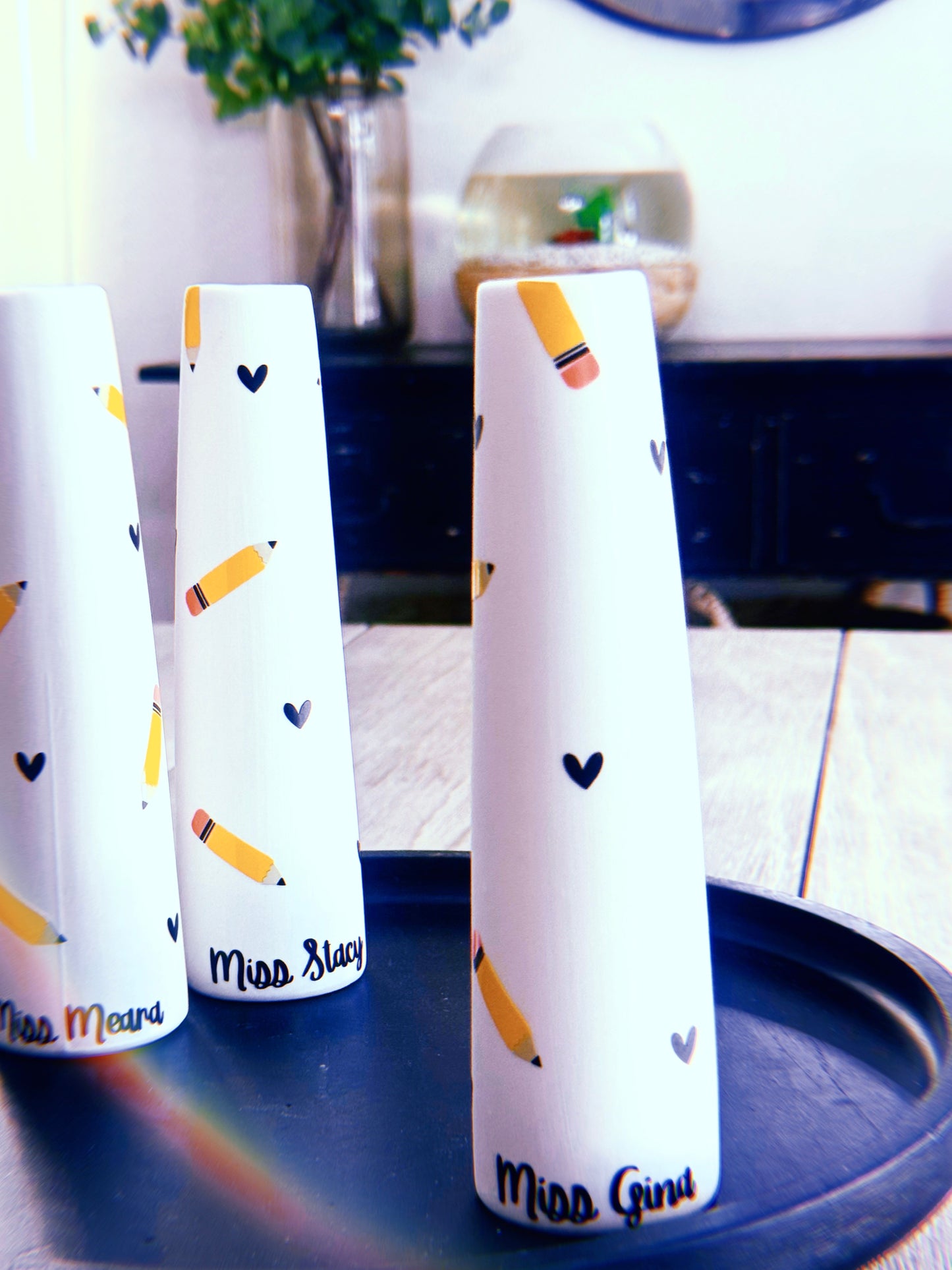 Pencil & Apple Teacher Vases
