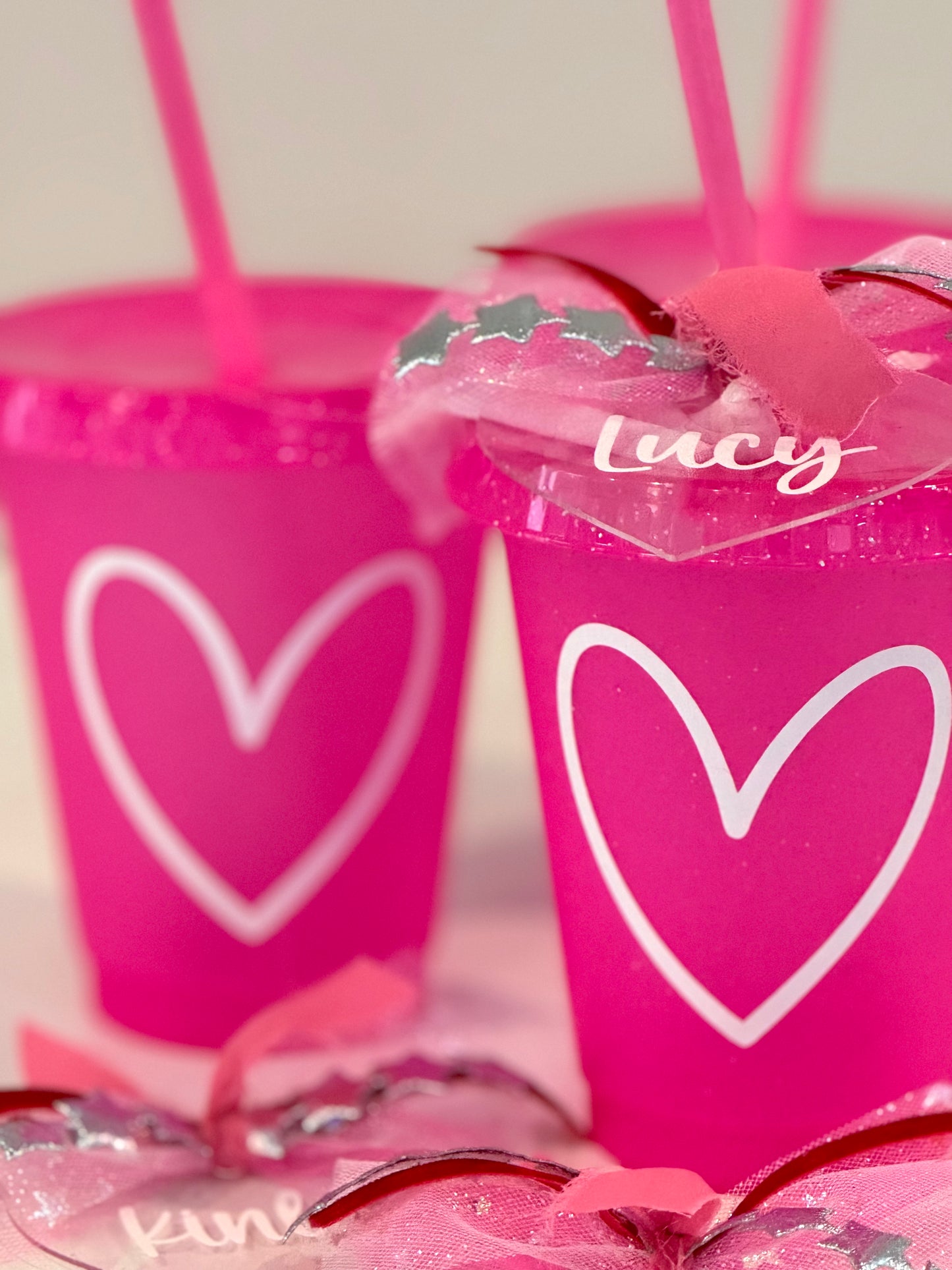 Pink Glitter Heart Cup