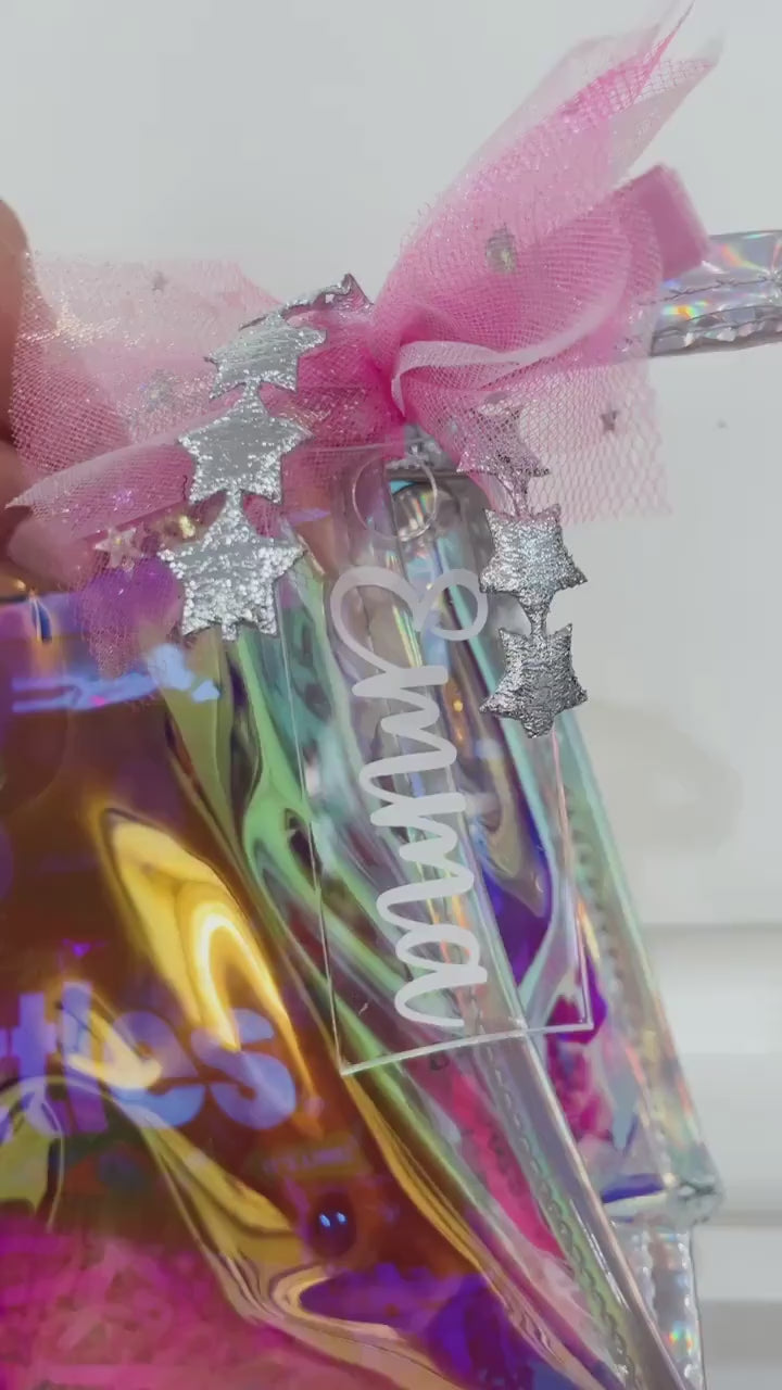 iridescent name plate for stanley tumbler